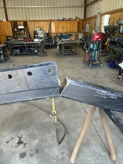 Heavy steel frame joint with drilled mounting plate