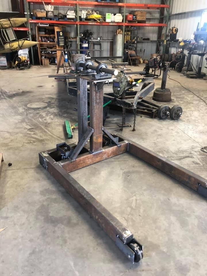Large custom steel frame being fabricated in the shop